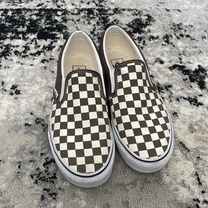 Vans classic slip on brown checkered size 9